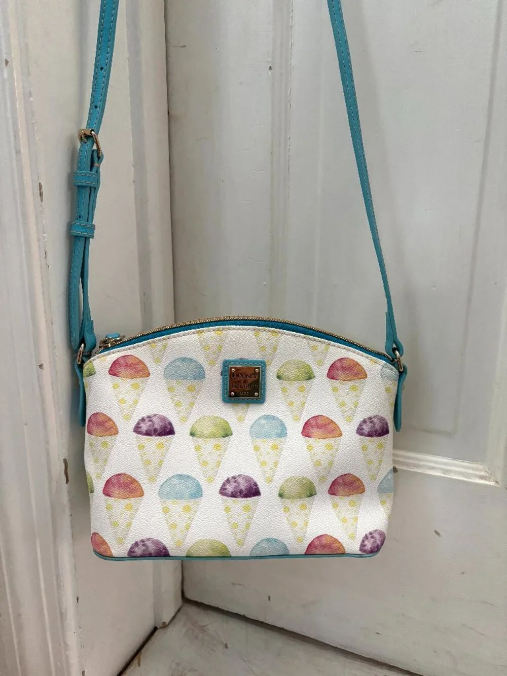 Dooney & Burke Suki Snow Cone Pattern Crossbody Bag Blue Limited Edition